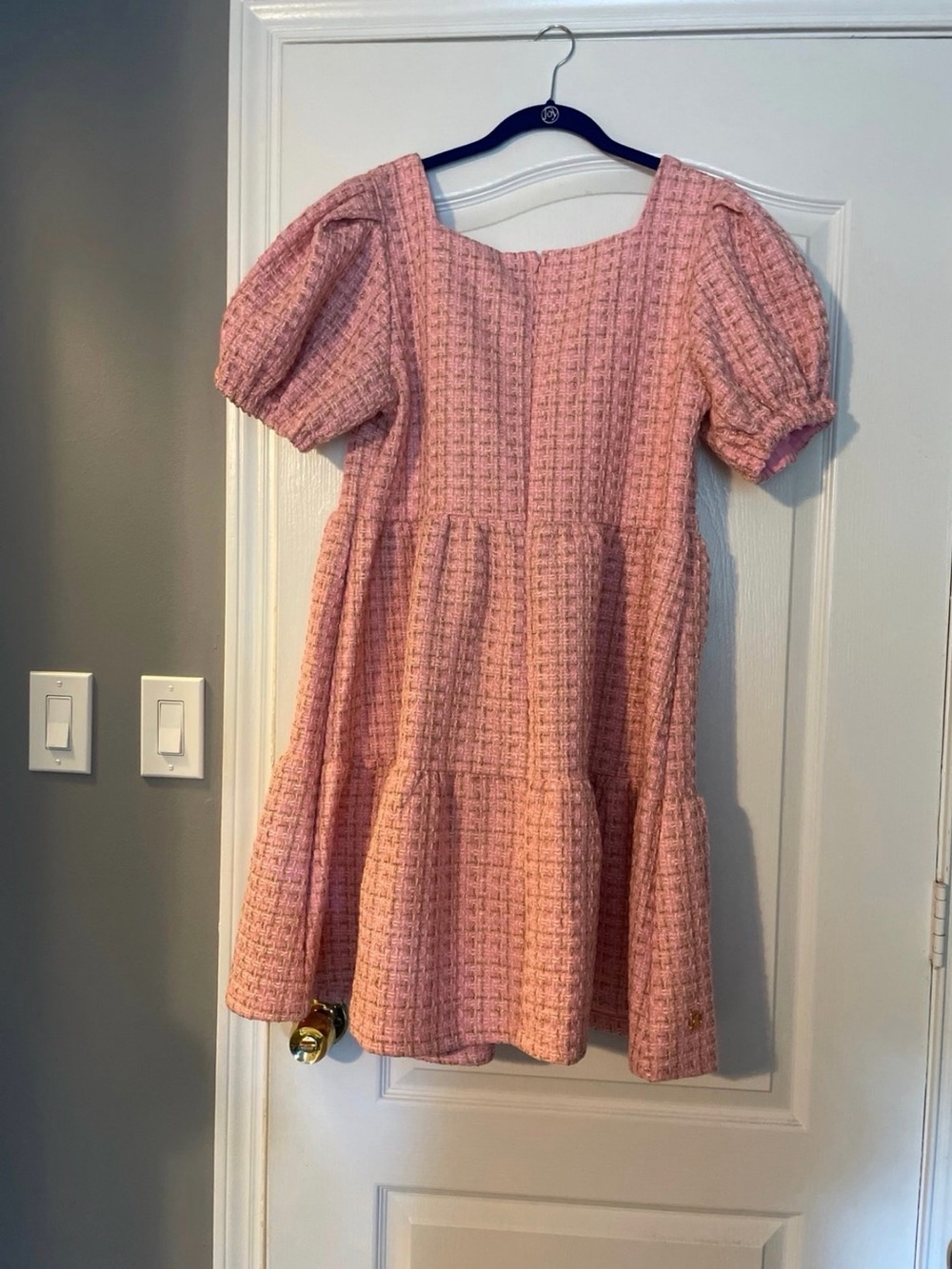 Simply Southern Collection PinkTiered Dress with Puff Sleeves - Picture 3 of 8